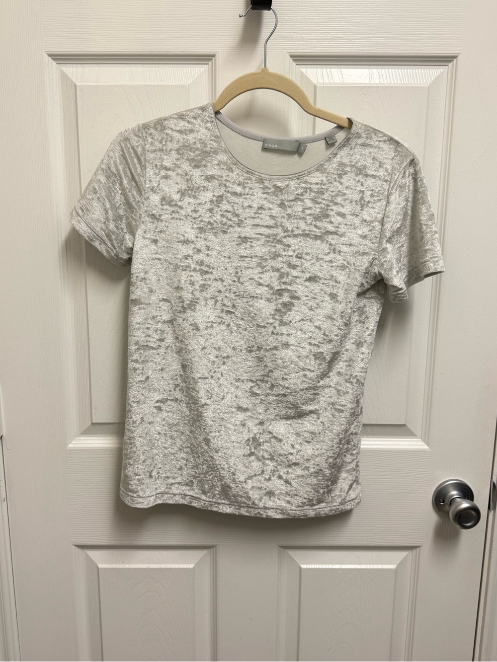 Vince Crushed Velvet Short Sleeve Top